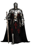 18-Gauge Steel Full Body Armor Suit Wearable Barbuta Knight Templar Armour Costume for Halloween Gothic Crusader for LARP, Cosplay, and Reancement.
