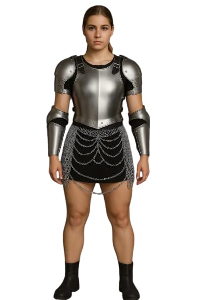 Women's Gothic Cuirass Armor Set Wearable Lady Steel Breastplate with Chainmail Female Medieval Knight Armour for LARP, Cosplay & Reancement