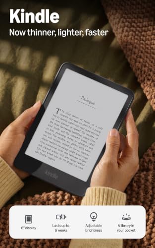 Amazon Kindle 16GB (newest model), Now thinner, lighter, and faster, 6" display, Ube