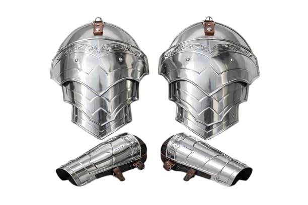 Medieval Knight Etching Steel Pauldrons Armour Shoulder with Bracers Wearable Battle Warrior LARP, Cosplay & Reenactment Halloween Costume