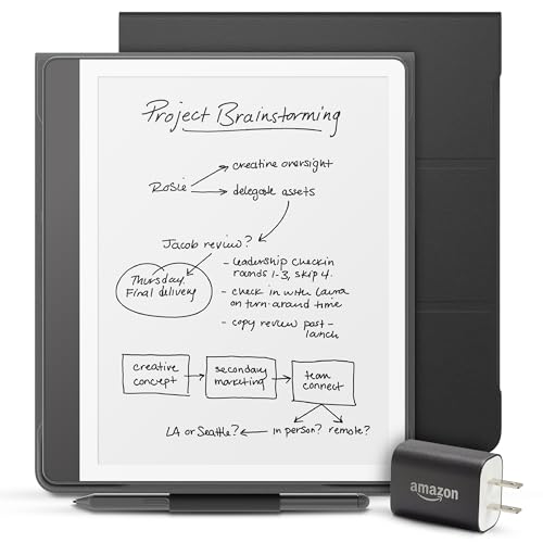 Amazon Kindle Scribe Essentials Bundle including Kindle Scribe (64GB) - Metallic Jade, Premium Pen, Leather Folio-Jade, and Power Adapter