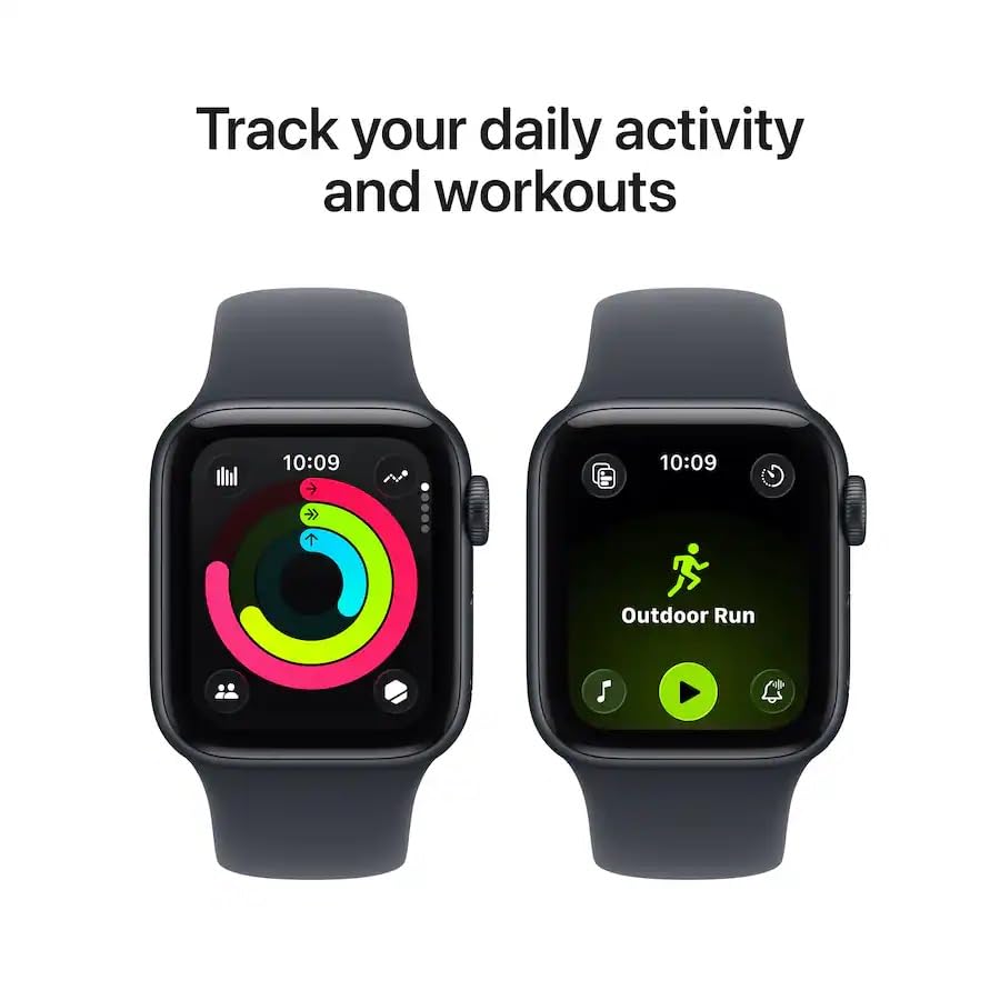 Apple Watch SE 3 [GPS + Cellular, 44mm] Midnight Aluminum Case with Black Sport Band, M/L (Renewed)