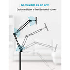 Tablet Stand Holder Height Adjustable 360 Degree Rotating Metal Base Phone Holder for Bed Mount Dock for 4~11inch Screen Tablet Smartphones E-Book Reader (Black 2)