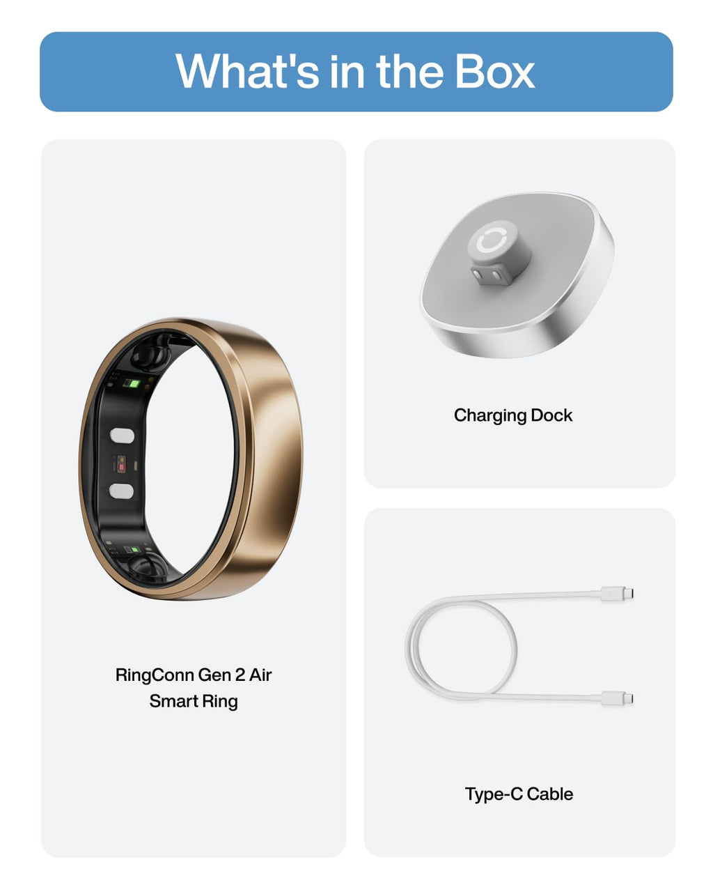 RingConn Gen 2 Air Ultra-Thin Smart Ring(Size 8, Dune Gold)