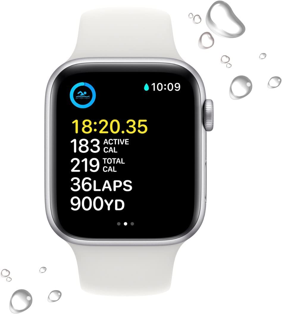 Apple Watch SE (2nd Gen) (GPS + Cellular, 44mm) - Silver Aluminum Case with White Sport Band, M/L (Renewed)