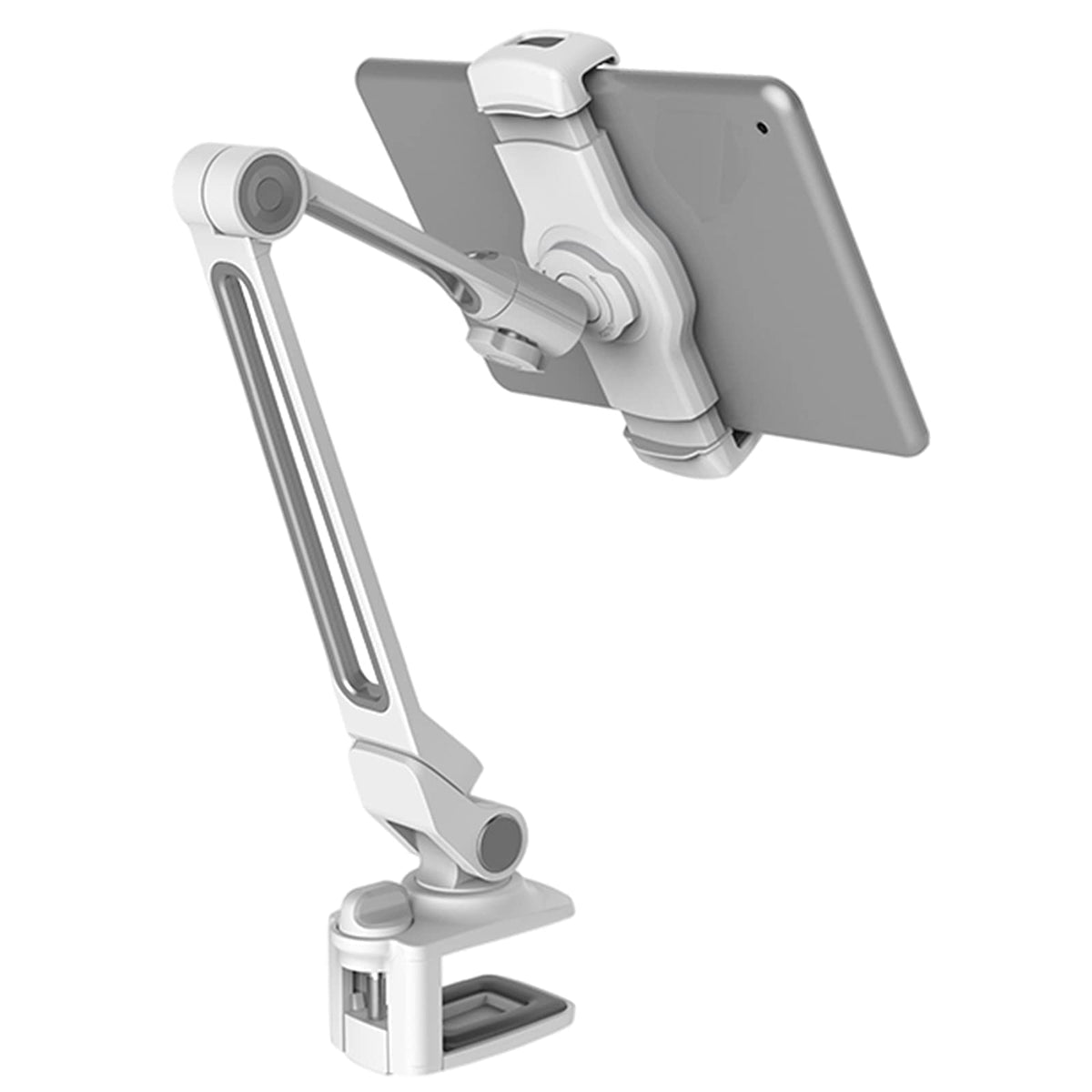 Tablet Stand Holder Adjustable Flexible Long Arm Holder 360 Degree Rotation for 4-11" Cell Phone Tablet E-Readers and More Devices Black (White)