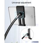 Tablet Floor Stand, 136cm Height Adjustable Holder 4.5-11 Inch Phone,Tablet,eBook Reader(Black)