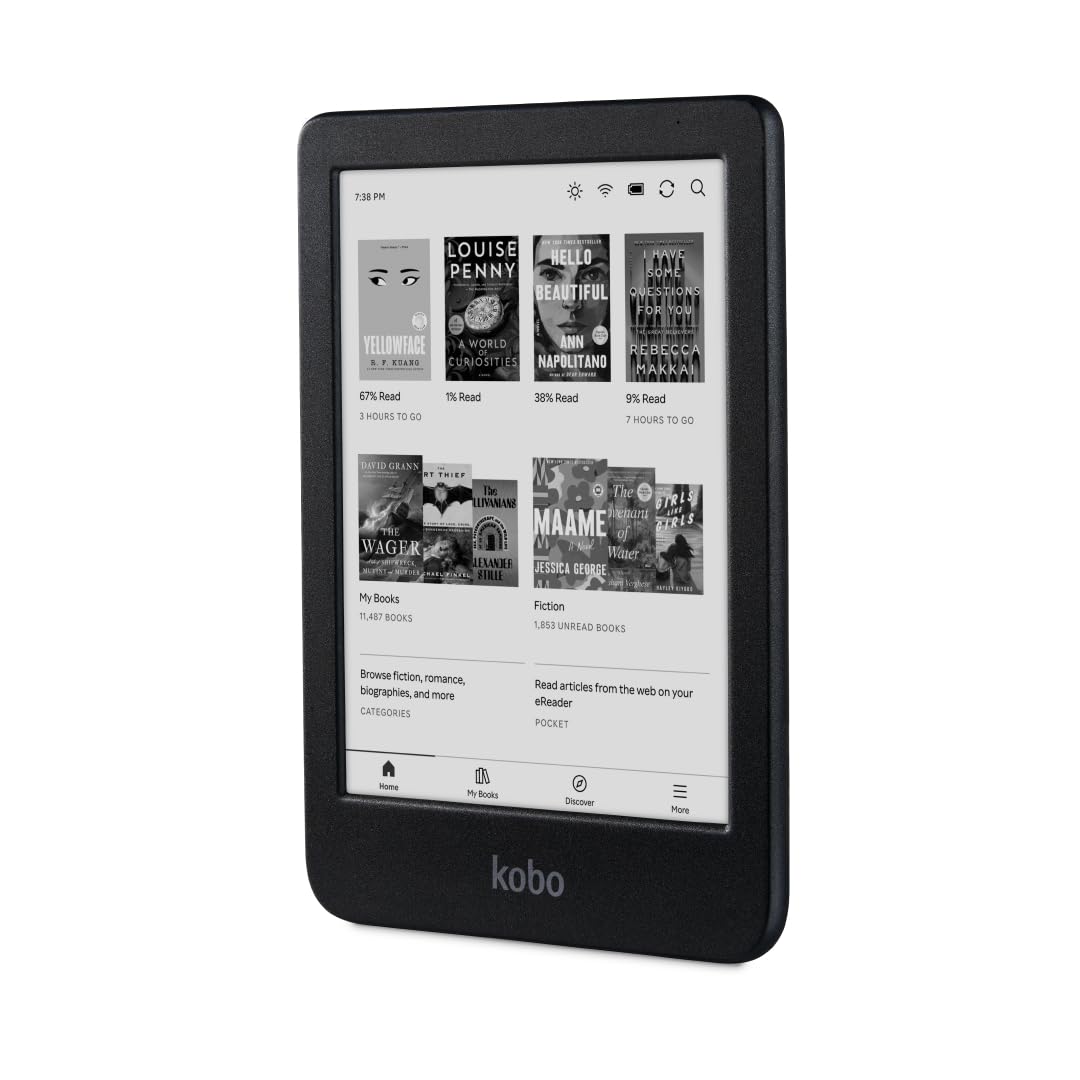 Kobo Clara BW | eReader | 6” Glare-Free Touchscreen with ComfortLight PRO | Dark Mode Option | Audiobooks | Waterproof | 16GB of Storage | Black