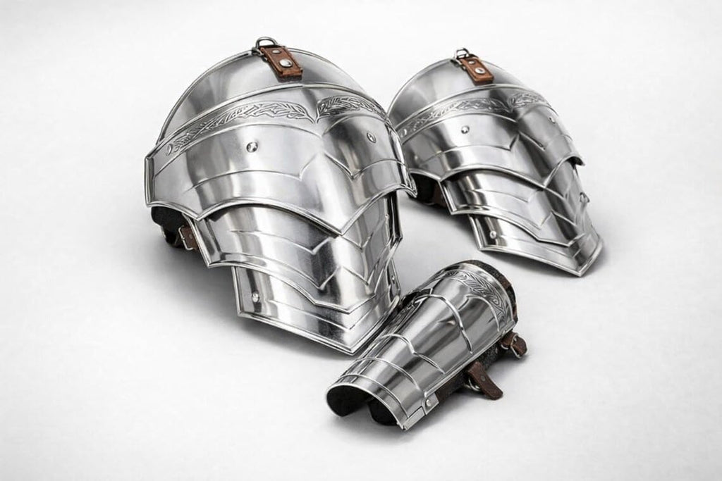 Medieval Knight Etching Steel Pauldrons Armour Shoulder with Bracers Wearable Battle Warrior LARP, Cosplay & Reenactment Halloween Costume