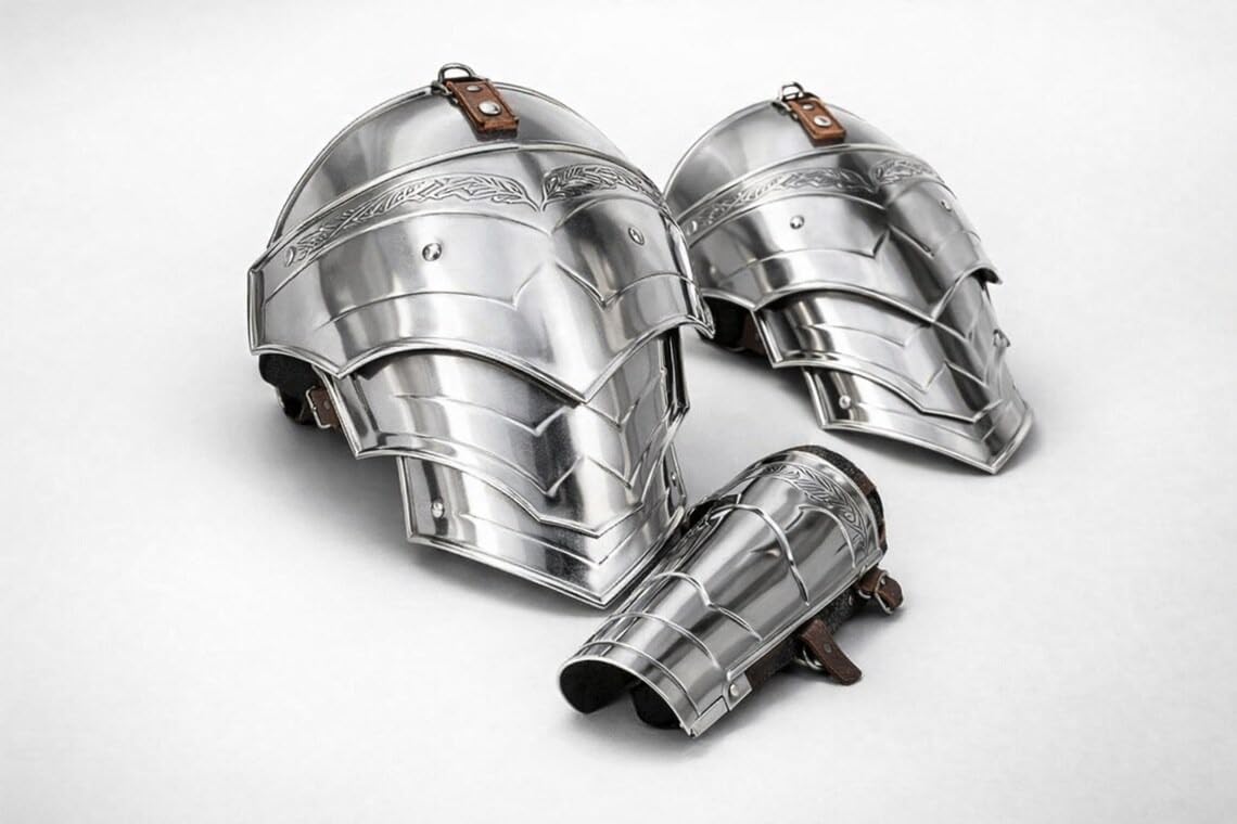 Medieval Knight Etching Steel Pauldrons Armour Shoulder with Bracers Wearable Battle Warrior LARP, Cosplay & Reenactment Halloween Costume