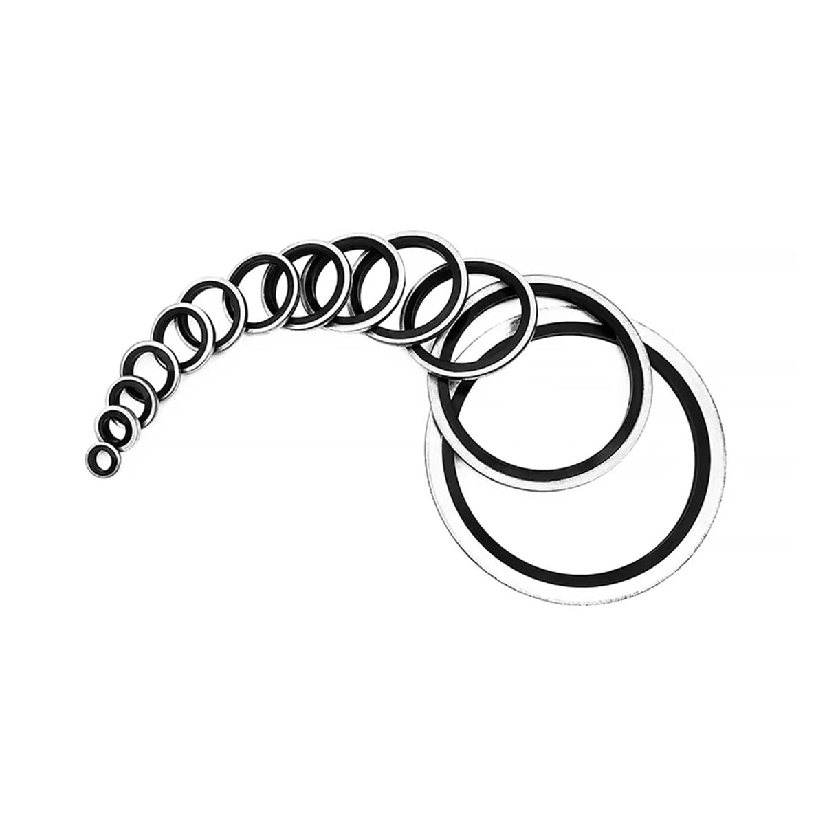 Washer Seal M5 M6 M8 M10 M12 M14 M16 M18 M20~M60 Bonded Washer Metal Rubber Oil Drain Plug Gasket Sealing Assortment Set(316 NBR Black,ID42_10PCS)