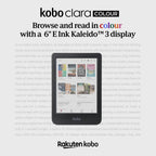 Kobo Clara Colour | eReader | 6” Glare-Free Colour E Ink Display | Dark Mode Option | Waterproof | Audiobooks | 16GB of Storage | Black