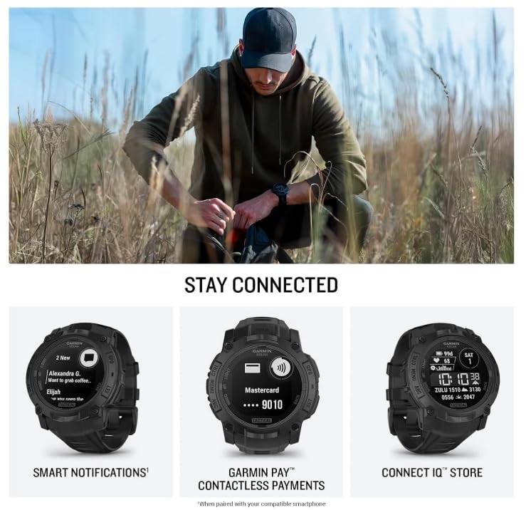 Garmin Instinct 3-50mm Tactical Edition, Solar Charging Display, Rugged Outdoor GPS Smartwatch, Applied Ballistics Support, LED Flashlight, Multi-Band GPS PowerBank Bundle