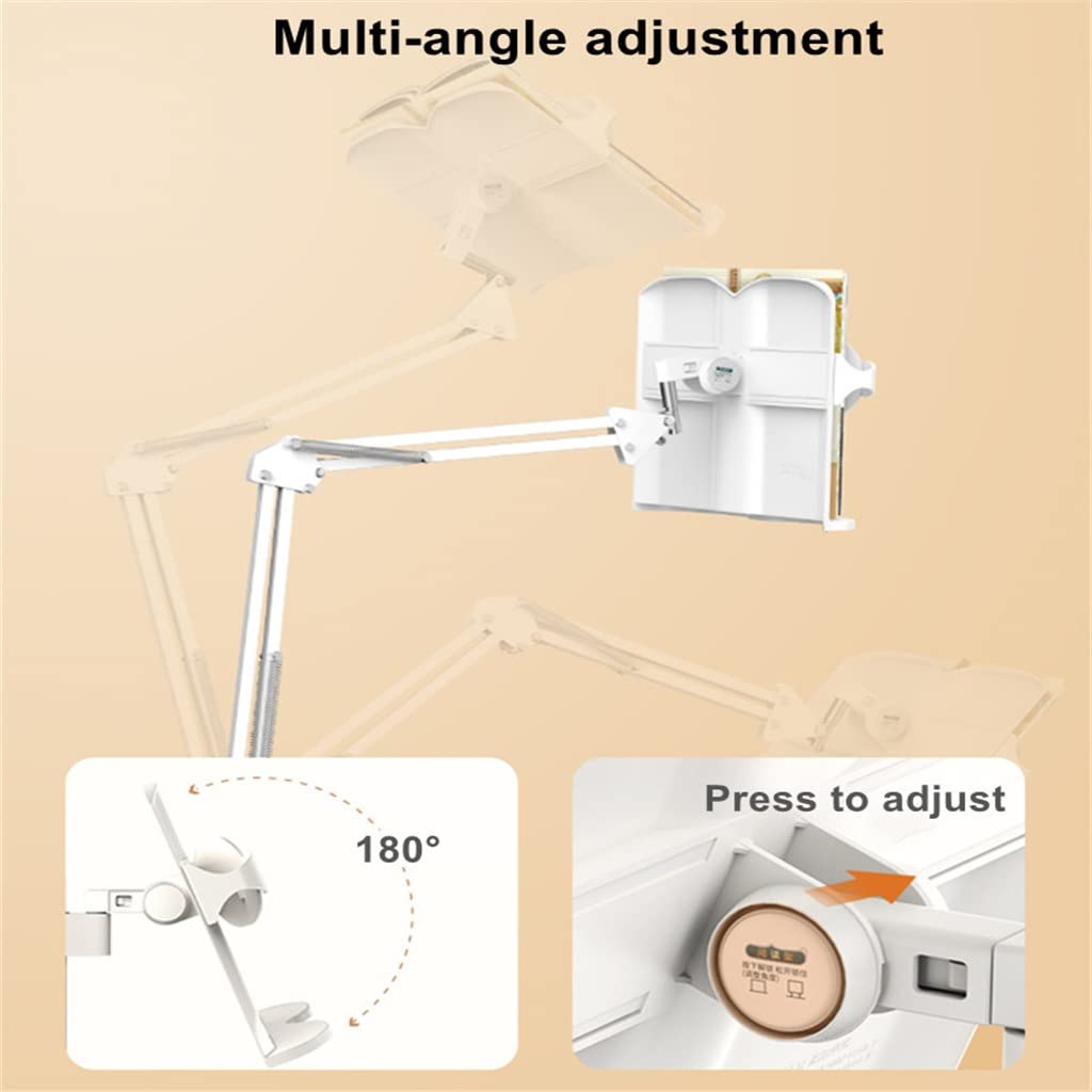 Height Adjustable Reading Book Floor Bracket Long Arm Table Bed Stand Multi Angle Rotation Holder