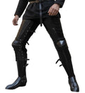 Black Steel Gothic Leg Armor Medieval Knight Greaves & Sabatons Set -Wearable LARP & Cosplay Halloween Costume