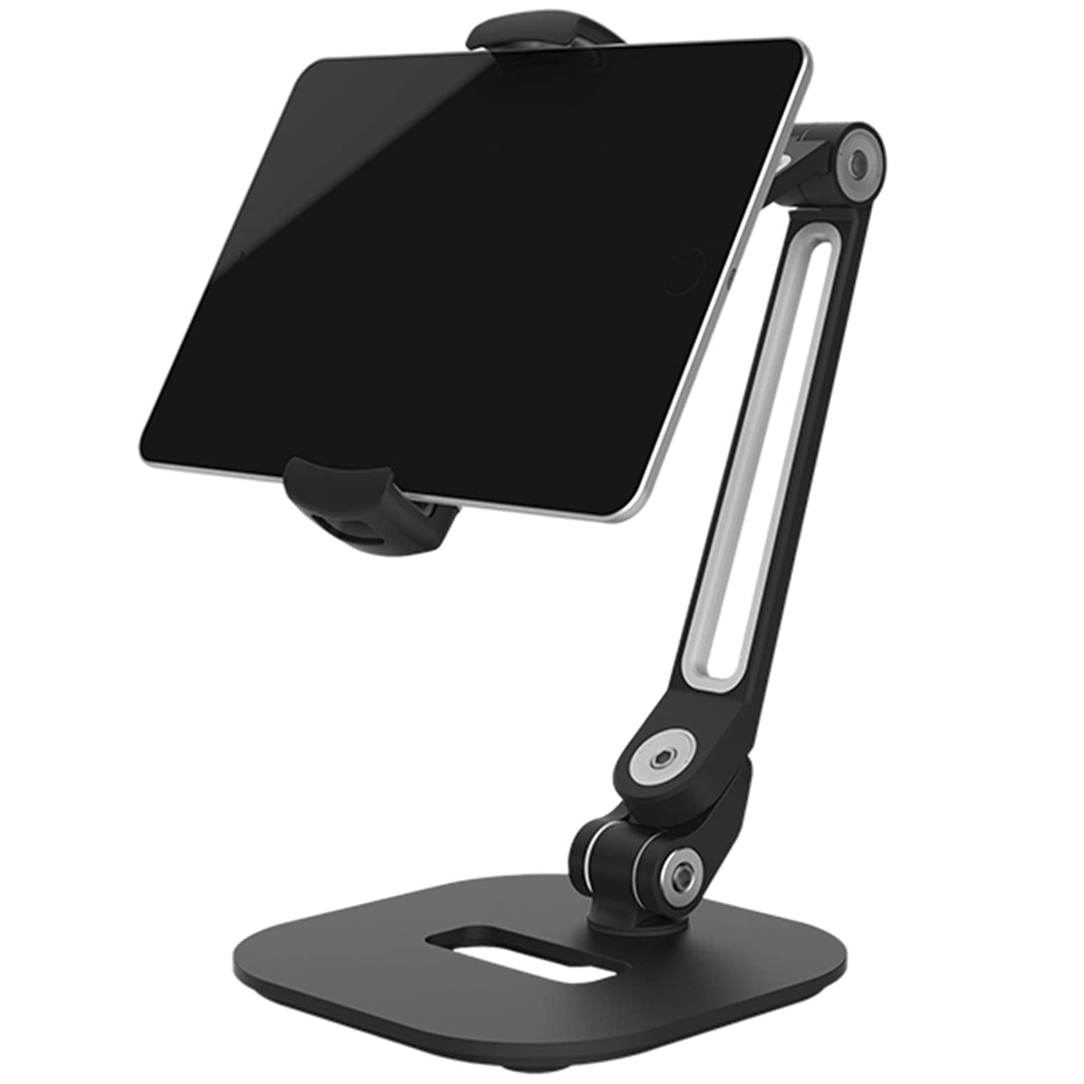 Tablet Stand Holder Mount Adjustable Flexible Long Arm Holder 360 Degree Rotation for 4.7-12.9" Cell Phone Tablet E-Readers and More Devices White (Black) (Black)