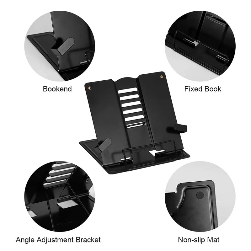 Adjustable Metal Bookshelf Portable Reading Support File Shelf Tablet Sheet Music Recipe Holder