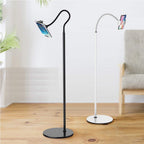 Height Adjustable, 360 ° Rotation Clip Tablet Stand for Phones, Phablets, E-Readers, and Gaming Devices, Holder Flexible Gooseneck Arm Stand Solid Metal Base,White-165x26cm