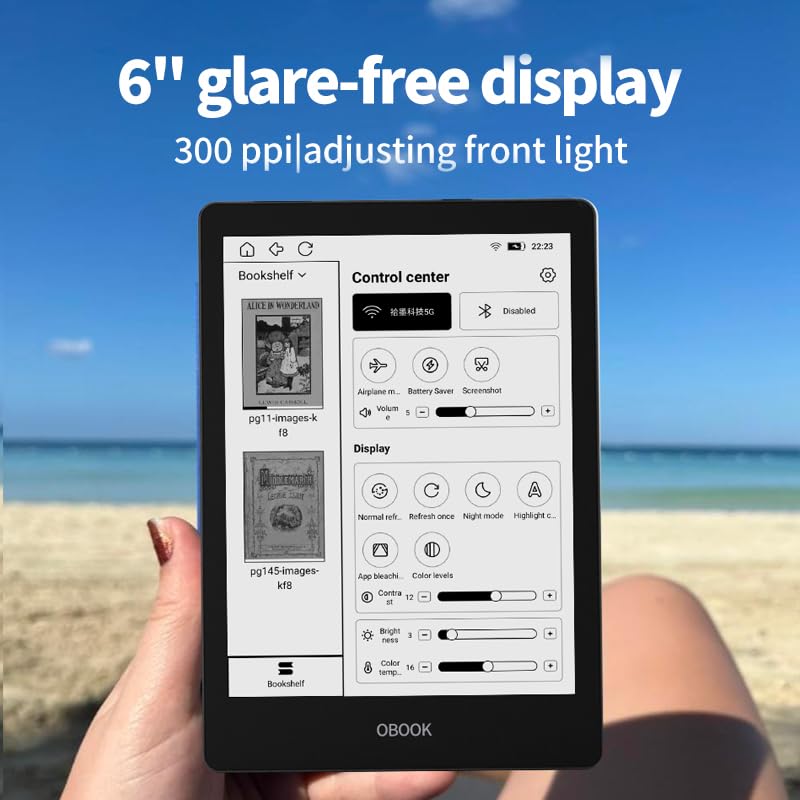 OBOOK6 eReader (64G), 6" 300ppi Glare-Free Display, Android, Adjusting Front Light, Long of Battery Life, Dark Mode Option, eBook Readers Devices