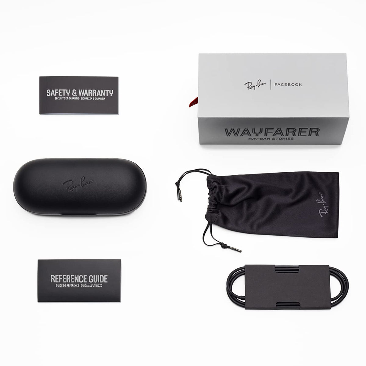 Ray-Ban Stories | Wayfarer Square Smart Glasses, Matte Black/Dark Grey, 53 mm