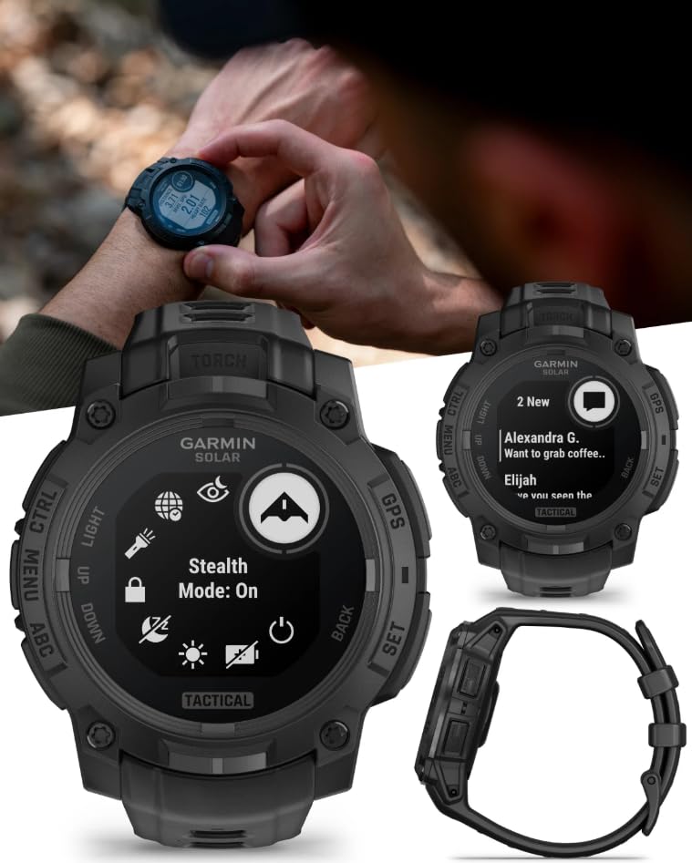Garmin Instinct 3-50mm Tactical Edition, Solar Charging Display, Rugged Outdoor GPS Smartwatch, Applied Ballistics Support, LED Flashlight, Multi-Band GPS PowerBank Bundle