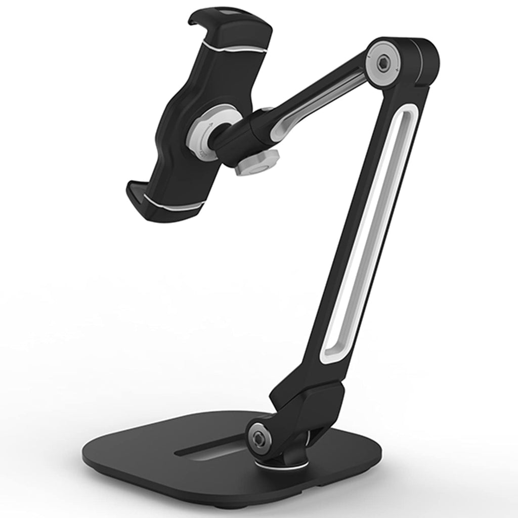 Tablet Stand Holder Mount,Adjustable Flexible Long Arm Holder,360 Degree Rotation,for 4.7-12.9" Cell Phone Tablet E-Readers and More Devices,White (Black) (Black)