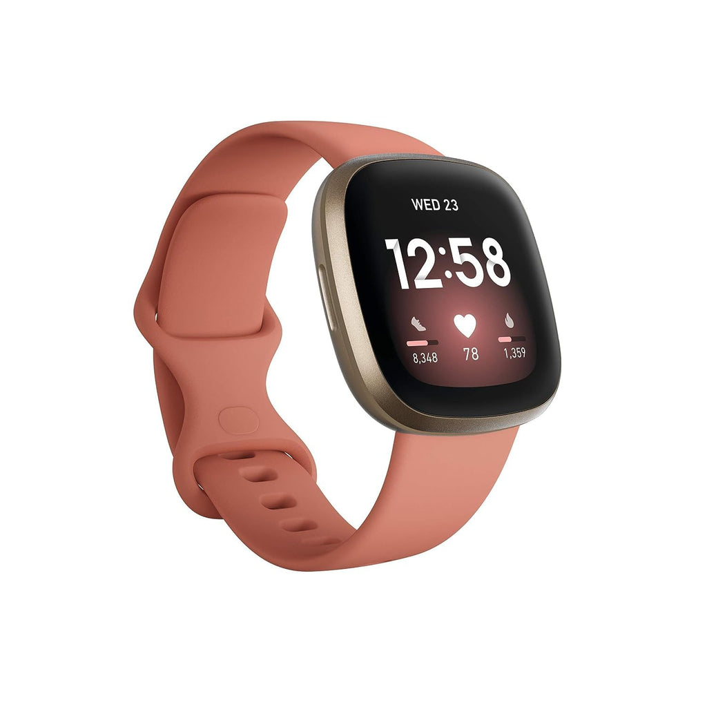 Fitbit Versa 3 Health & Fitness Smartwatch with GPS, 24/7 Heart Rate, Alexa Built-in, 6+ Days Battery, Midnight Blue/Gold, One Size (S & L Bands Included)