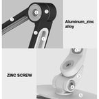 Tablet Stand Holder Mount Adjustable Flexible Long Arm Holder 360 Degree Rotation for 4.7-12.9" Cell Phone Tablet E-Readers and More Devices White (Black) (Black)