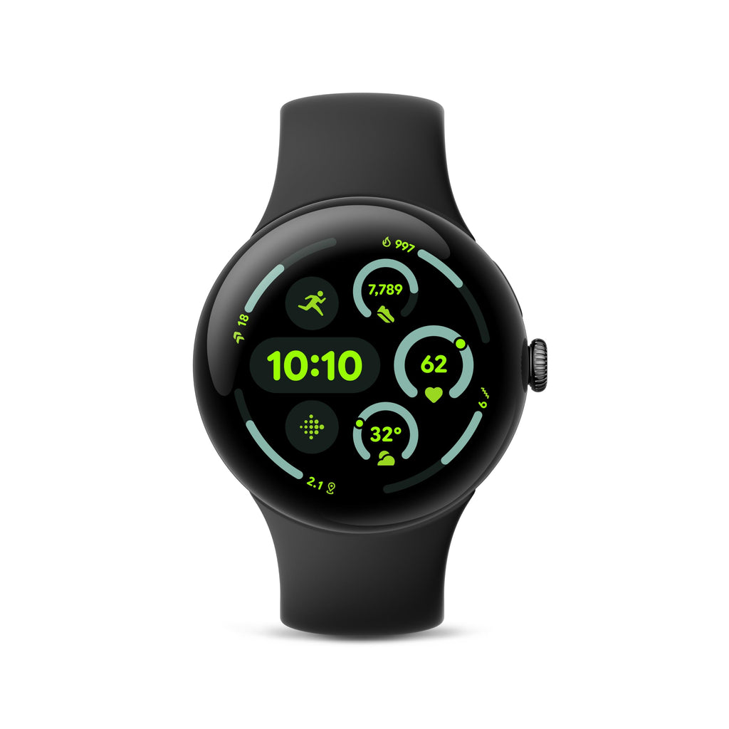 Google Pixel Watch 3 (45mm) Latest Model - Matte Black Aluminum Case - Obsidian Band - Wi-Fi (Renewed)
