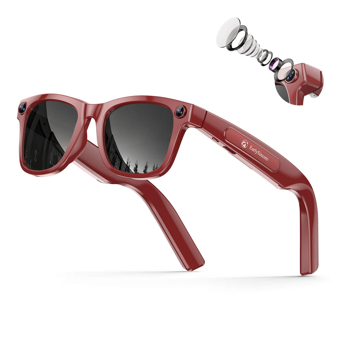 4K Smart Glasses with Camera, AI Glasses with EIS Stabilization, Photochromic Blue Light Blocking Lenses, Real-Time Translation, 410mAh Battery, 10+ Days Standby, HiFi Audio