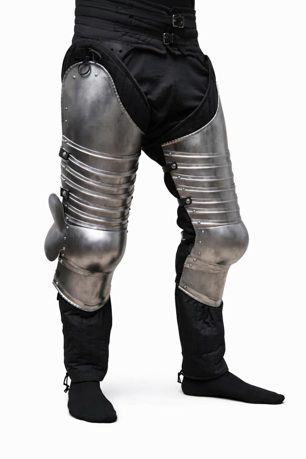 Polished Steel Knight Leg Armor Greaves Medieval Gothic Leg Guard Set Wearable Armor Costume Pair for LARP, Cosplay, Halloween & Reenactment