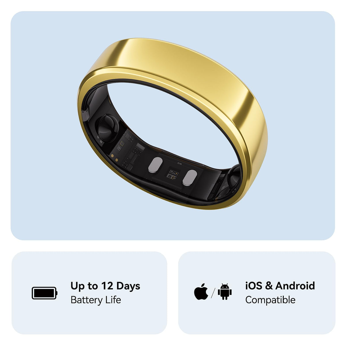 RingConn Gen 2 Smart Ring - Sleep Apnea Monitoring(Gold, Size 8)