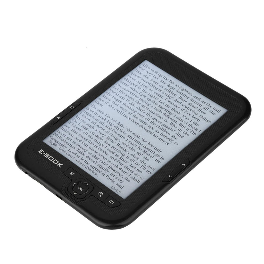 E-Reader, 6 inch E‑Book Reader with E‑Ink Screen, 1024 x 768 Resolution Display 300DPI Electronic Paper Book with Blue Cover, E-Paper Supports TF Card for Adult, Kids(Black 2)