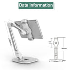 Tablet Stand Holder Mount Adjustable Flexible Long Arm Holder 360 Degree Rotation for 4.7-12.9" Cell Phone Tablet E-Readers and More Devices White (Black) (Black)