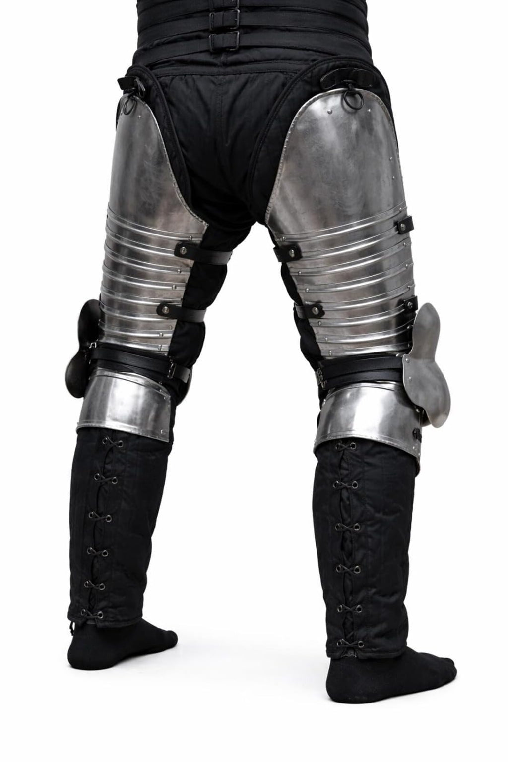 Polished Steel Knight Leg Armor Greaves Medieval Gothic Leg Guard Set Wearable Armor Costume Pair for LARP, Cosplay, Halloween & Reenactment
