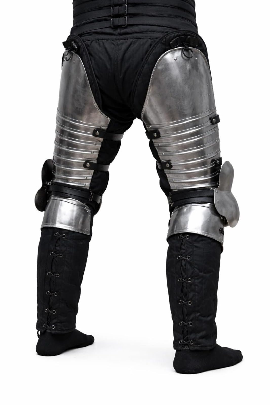 Polished Steel Knight Leg Armor Greaves Medieval Gothic Leg Guard Set Wearable Armor Costume Pair for LARP, Cosplay, Halloween & Reenactment