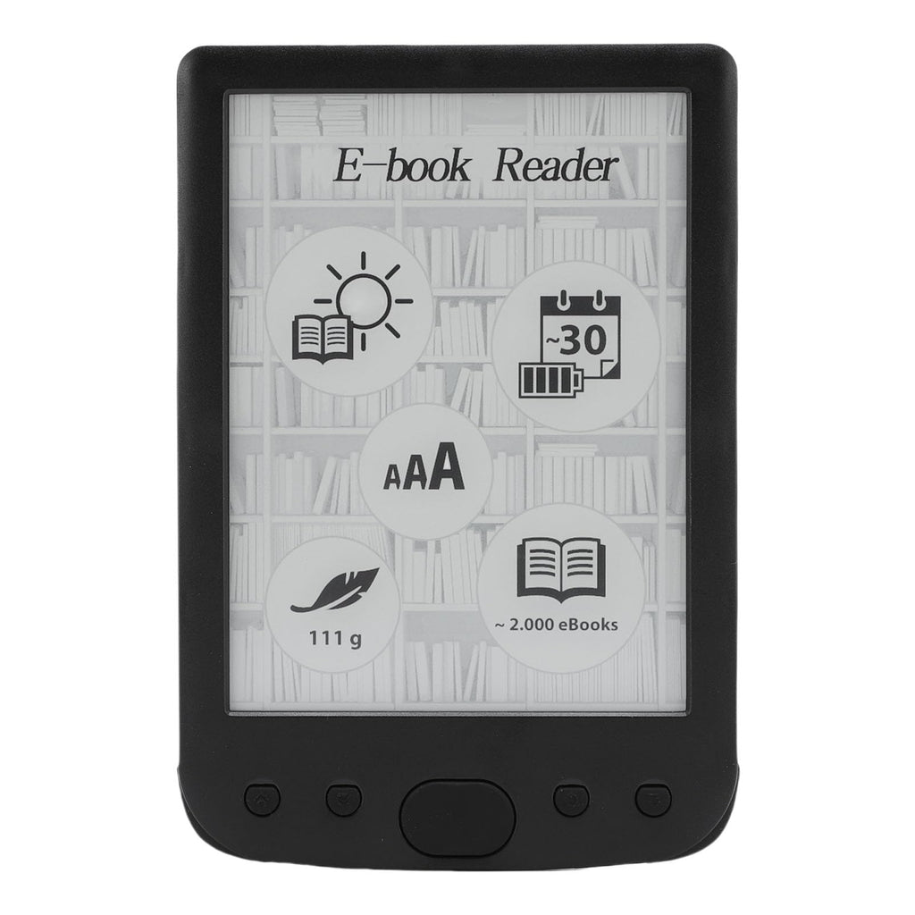 EBTOOLS 6 Inch E Reader, Large Touch Screen with 800x600 High Resolution, Adjustable Font Sizes, Text Highlighting, Paper Like Display, Supports PDF EPUB MOBI, Long Battery Life (8G)