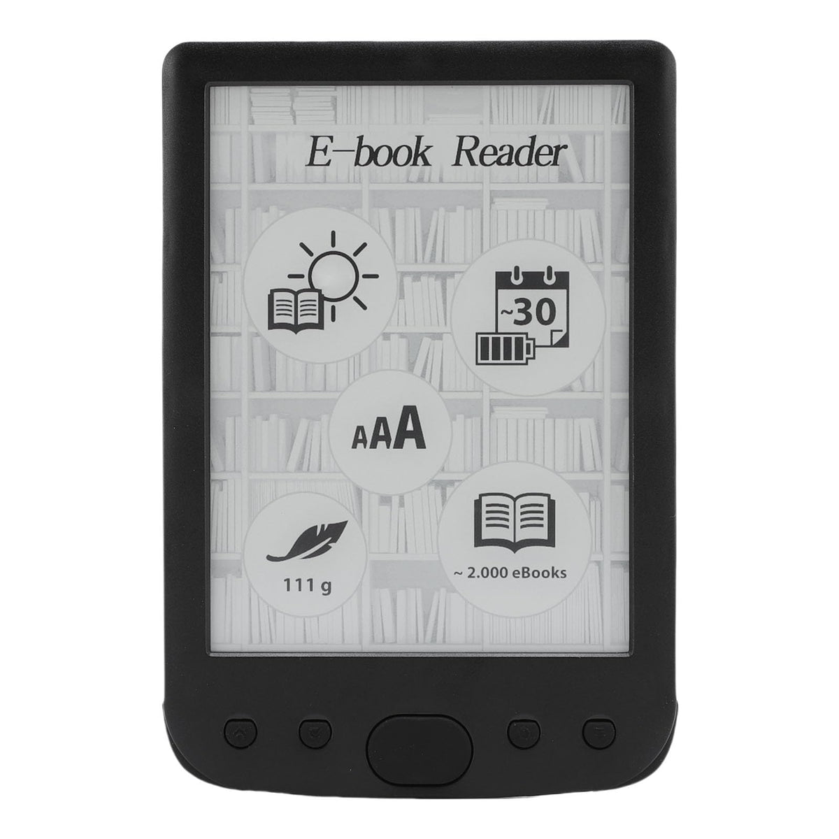 EBTOOLS 6 Inch E Reader, Large Touch Screen with 800x600 High Resolution, Adjustable Font Sizes, Text Highlighting, Paper Like Display, Supports PDF EPUB MOBI, Long Battery Life (8G)