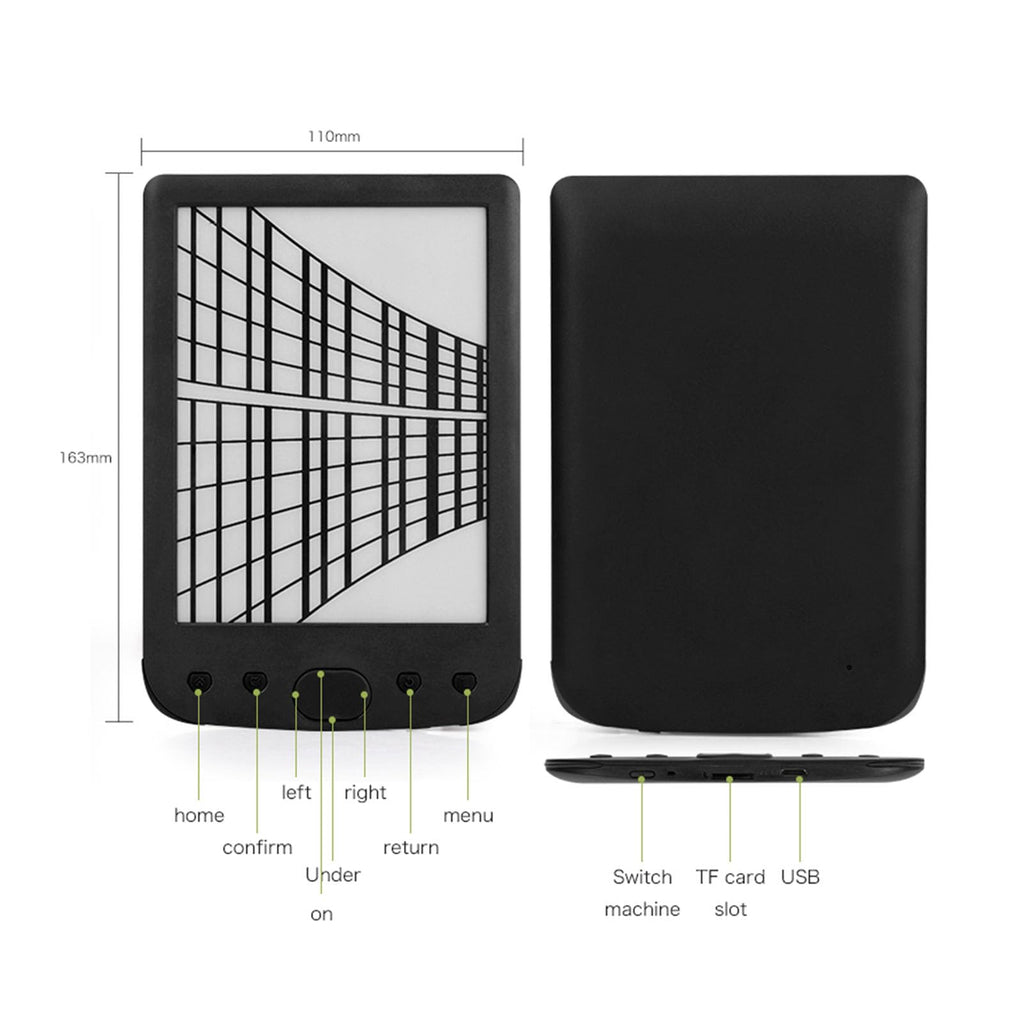 6 Inch Electric Book Reader with E Ink Screen, Portable Digital Ebook Reader, Lightweight Touch Screen Reader for PDF EPUB MOBI TXT, 8GB Memory 2500mAh Battery