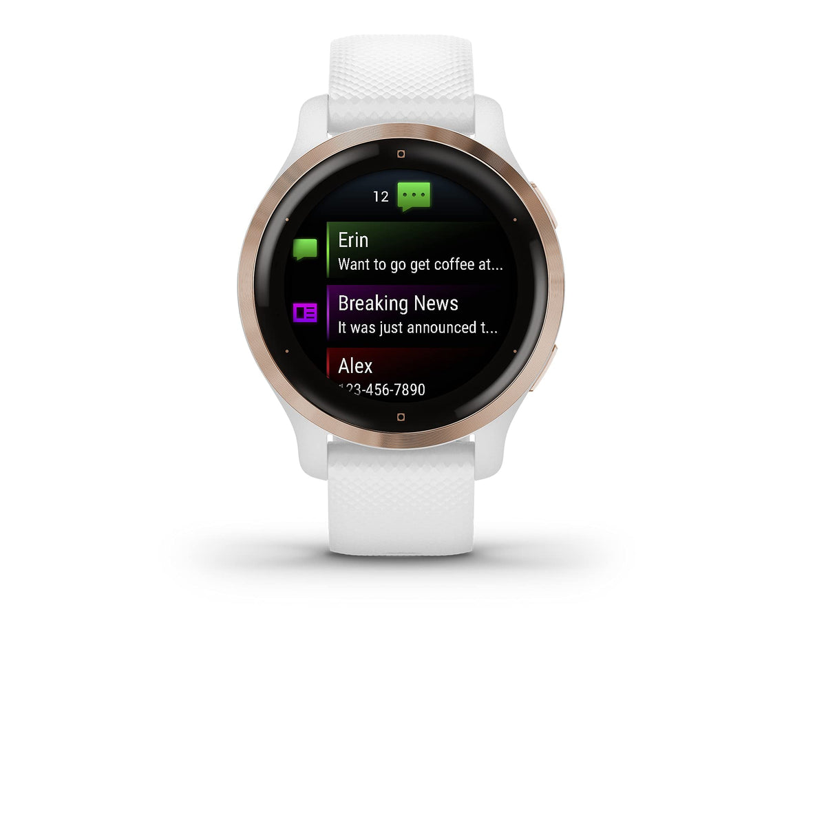 Garmin Venu 2S, Smaller-Sized GPS Smartwatch with Advanced Health Monitoring and Fitness Features, Rose Gold Bezel with White Case and Silicone Band, (010-02429-03) (Renewed)