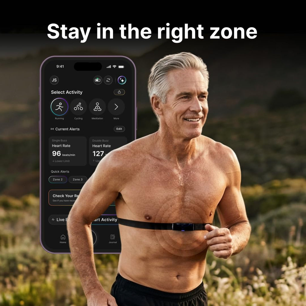 Frontier X2 Smart Heart Rate Monitor Chest Strap, Wearable Heart Rate Monitor with Strain, Breathing Rate, Real Time Vibration Alerts and 20+ Fitness Activities with Continuous Heart Monitoring