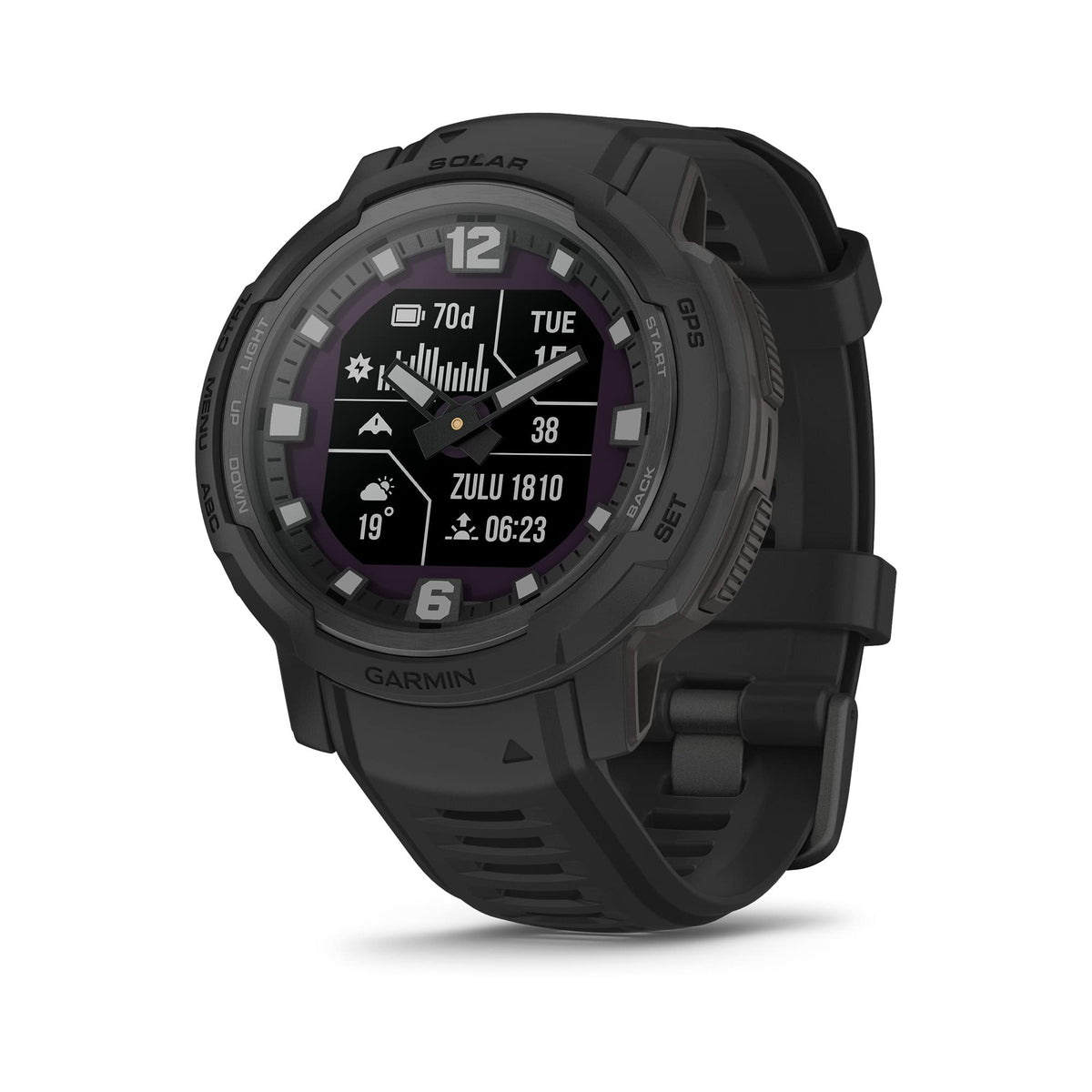 Garmin Instinct® Crossover Solar, Hybrid Smartwatch, 45mm, Graphite