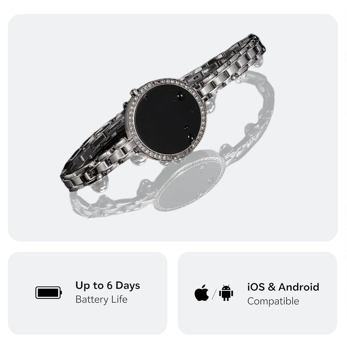 Renea Fitness Tracker for Women, Jewelry-Style Smart Bracelet with Heart Rate, Blood Oxygen, HRV, Stress, Sleep and Step Tracking, Multi-Sport Modes, 6-Day Battery Life, IP67