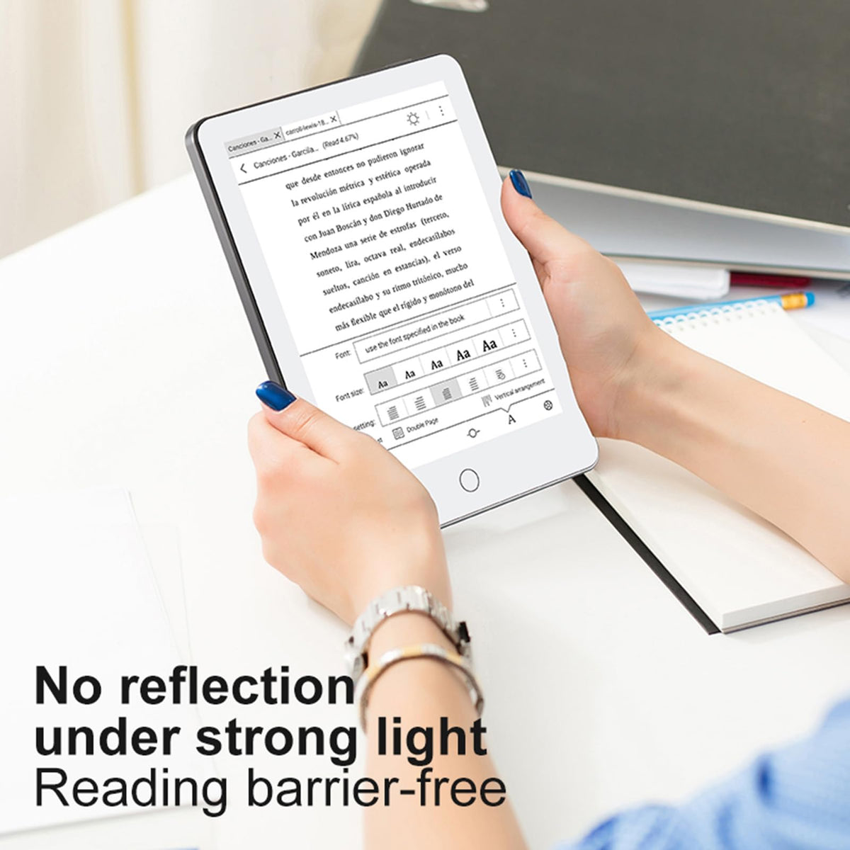 CUIFATI 6 Inch Ebook Reader, 300DPI Screen with Built in Reading Light, 4GB RAM 64GB Storage, Supports Card Expansion, Compatible with Multiple Formats for Reading Books Documents (White)