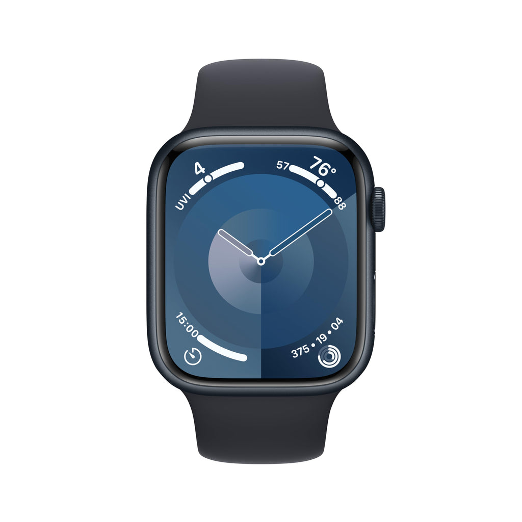 Apple Watch Series 9 [GPS 45mm] Midnight Aluminum Case with Midnight Sport Band M/L (Renewed)