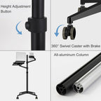 Adjustable Stand Floor with 2 Clamps for Phones, Tablets, E-Readers, Laptops, Tablet Holder Stand with Casters(Silver)