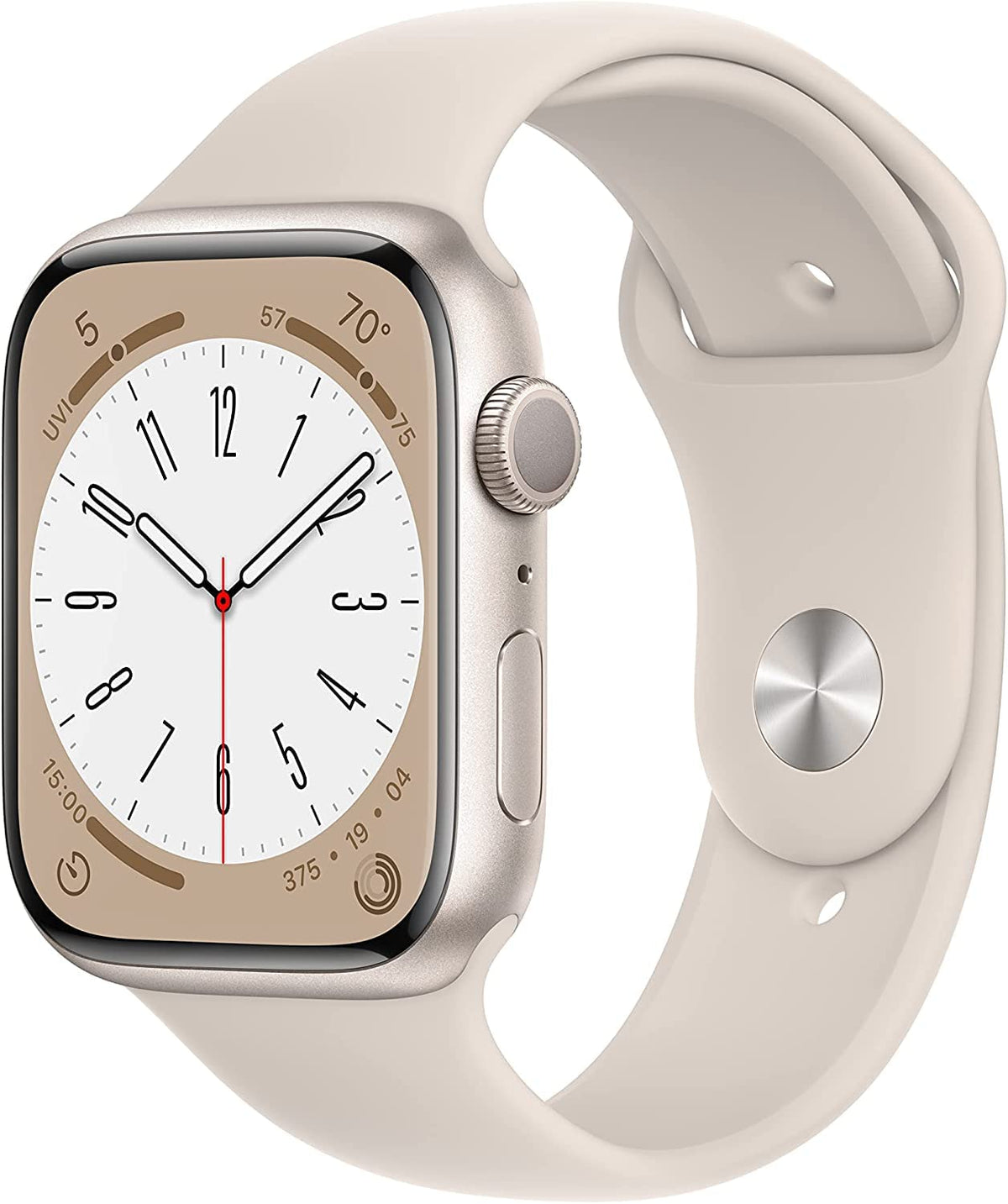 Apple Watch Series 8 [GPS, 41mm] - Starlight Aluminum Case with Starlight Sport Ban, M/L (Renewed)