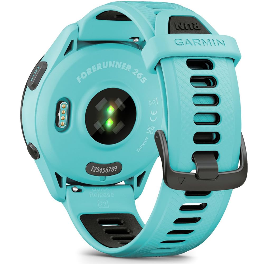 Garmin Forerunner 265 Running GPS Smartwatch, AMOLED Display, 46mm, Aqua/Black, 010-02810-02 - Bundle w/Deco Essentials 26-Month CPS Plan