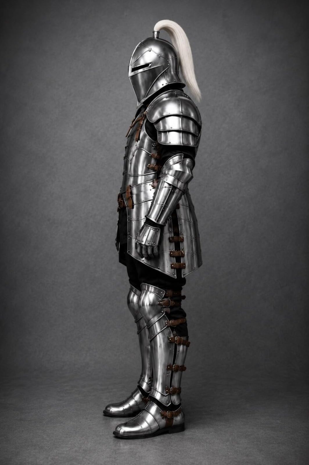 Full Steel Knight Armor Set Medieval Combat Crusader Suit for Men Wearable Halloween Costume for LARP, Cosplay and Reenactment