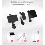 Tablet Stand Holder Adjustable Flexible Long Arm Holder 360 Degree Rotation for 4-11" Cell Phone Tablet E-Readers and More Devices Black (White) (White)